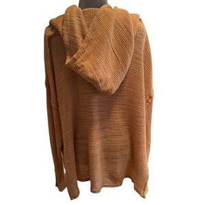 Free People FP Beach thermal hoodie long sleeve peach L EUC